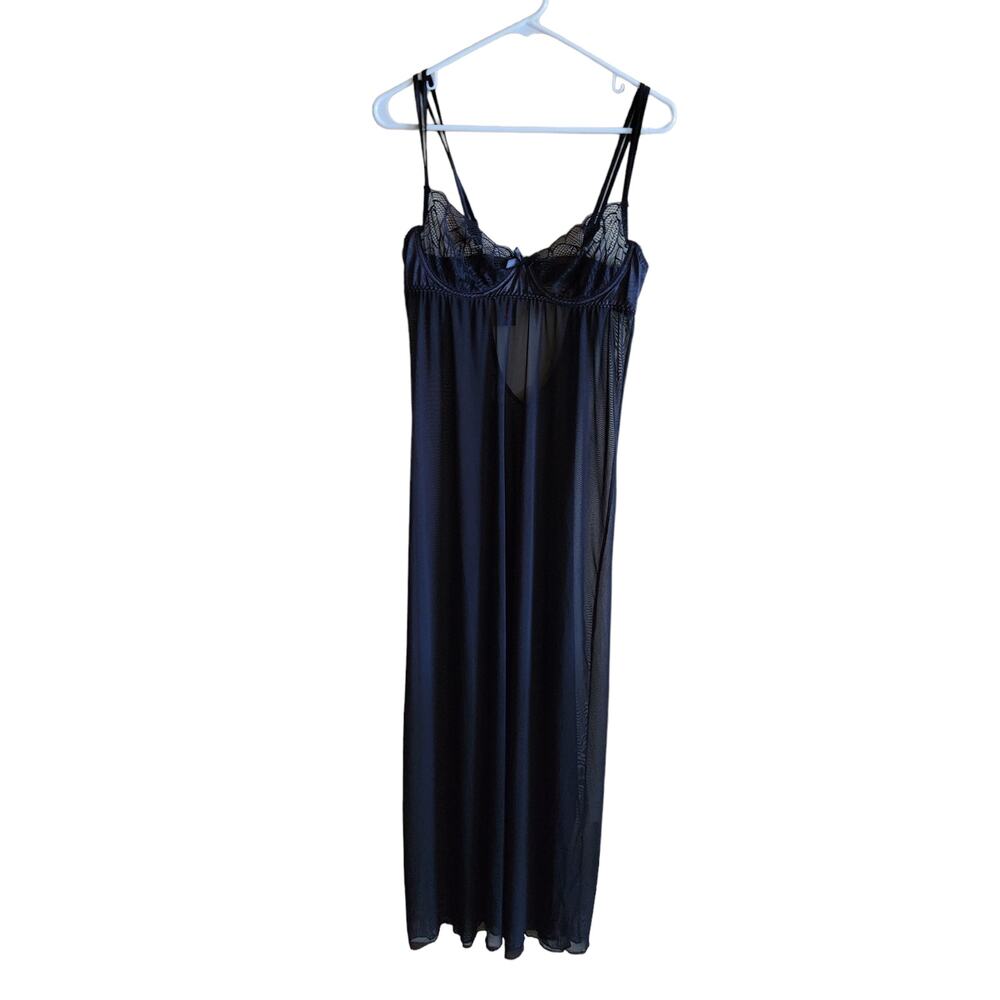 Adam and Eve Elegant Black Negligee Size L New